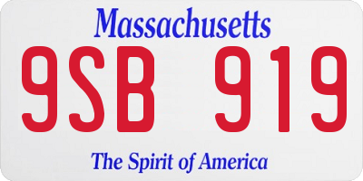 MA license plate 9SB919