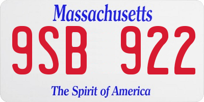 MA license plate 9SB922