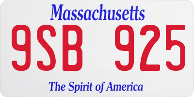 MA license plate 9SB925