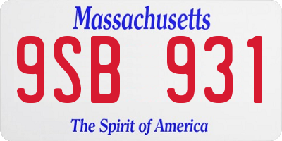 MA license plate 9SB931