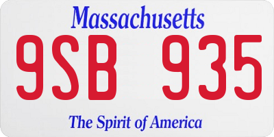 MA license plate 9SB935