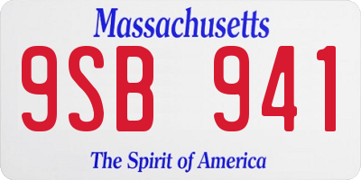 MA license plate 9SB941