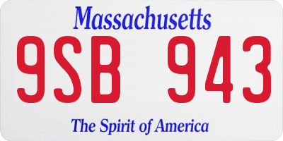 MA license plate 9SB943