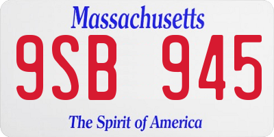 MA license plate 9SB945