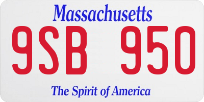 MA license plate 9SB950