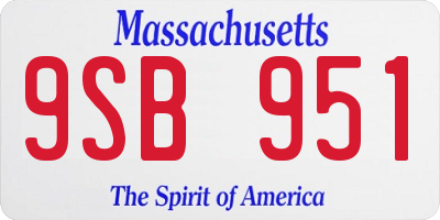 MA license plate 9SB951