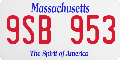 MA license plate 9SB953