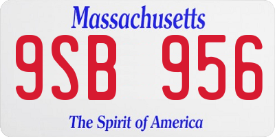 MA license plate 9SB956