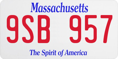 MA license plate 9SB957