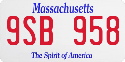 MA license plate 9SB958