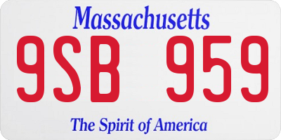 MA license plate 9SB959