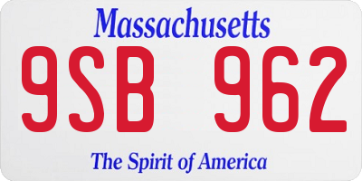 MA license plate 9SB962