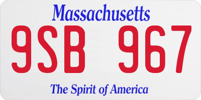 MA license plate 9SB967