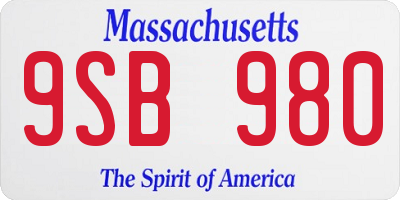 MA license plate 9SB980