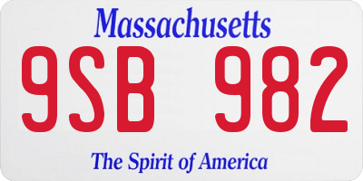 MA license plate 9SB982