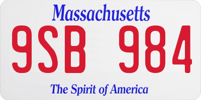 MA license plate 9SB984