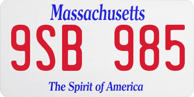 MA license plate 9SB985