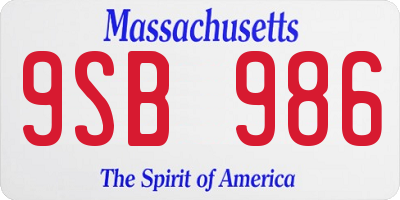 MA license plate 9SB986