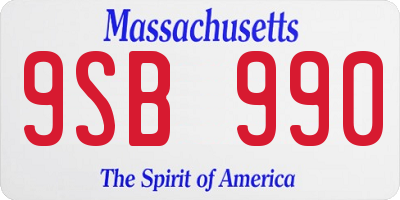 MA license plate 9SB990