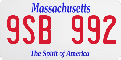 MA license plate 9SB992