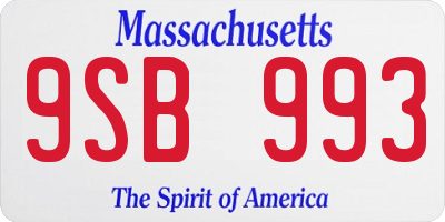 MA license plate 9SB993