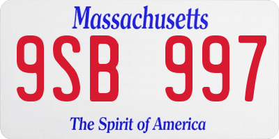 MA license plate 9SB997