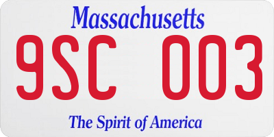 MA license plate 9SC003