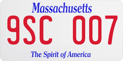MA license plate 9SC007