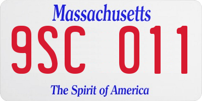 MA license plate 9SC011