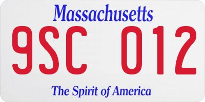 MA license plate 9SC012