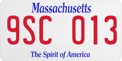 MA license plate 9SC013