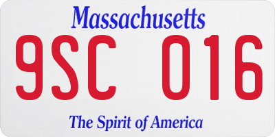MA license plate 9SC016