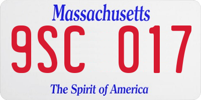 MA license plate 9SC017