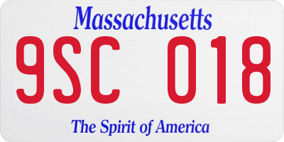 MA license plate 9SC018