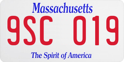 MA license plate 9SC019
