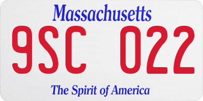 MA license plate 9SC022