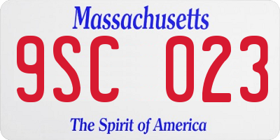 MA license plate 9SC023