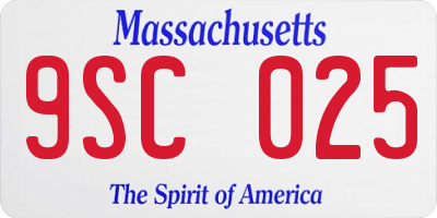 MA license plate 9SC025