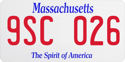 MA license plate 9SC026