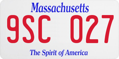 MA license plate 9SC027