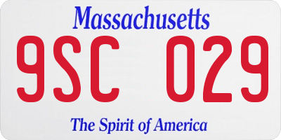 MA license plate 9SC029