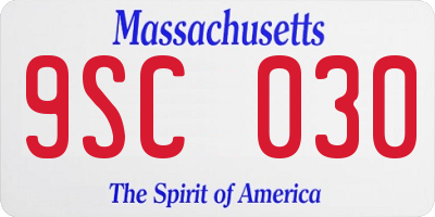 MA license plate 9SC030