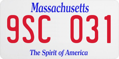 MA license plate 9SC031