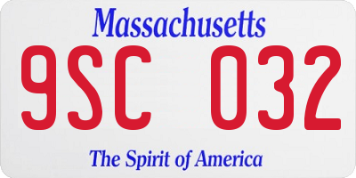 MA license plate 9SC032