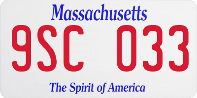MA license plate 9SC033