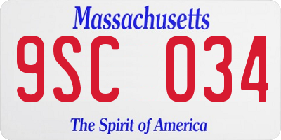 MA license plate 9SC034