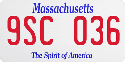 MA license plate 9SC036