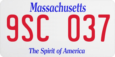 MA license plate 9SC037