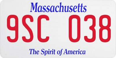 MA license plate 9SC038