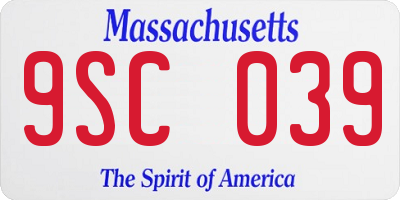 MA license plate 9SC039